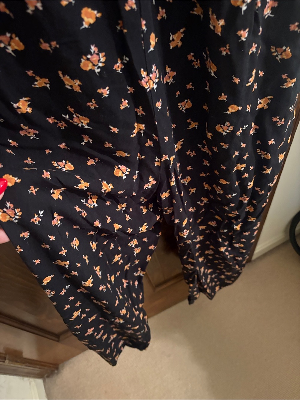 Xhiliration black Floral jumpsuit with Peach Accent Print - Picture 2 of 5